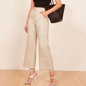 Reformation Jaylene Linen Pants in Sand